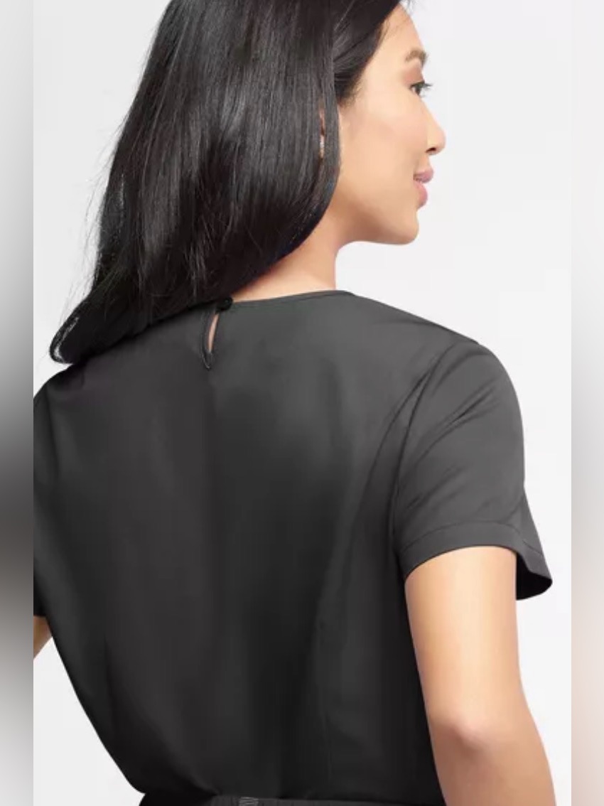 Women's Black Medical Scrub Top - Classic Crew Neck — image 2 of 2